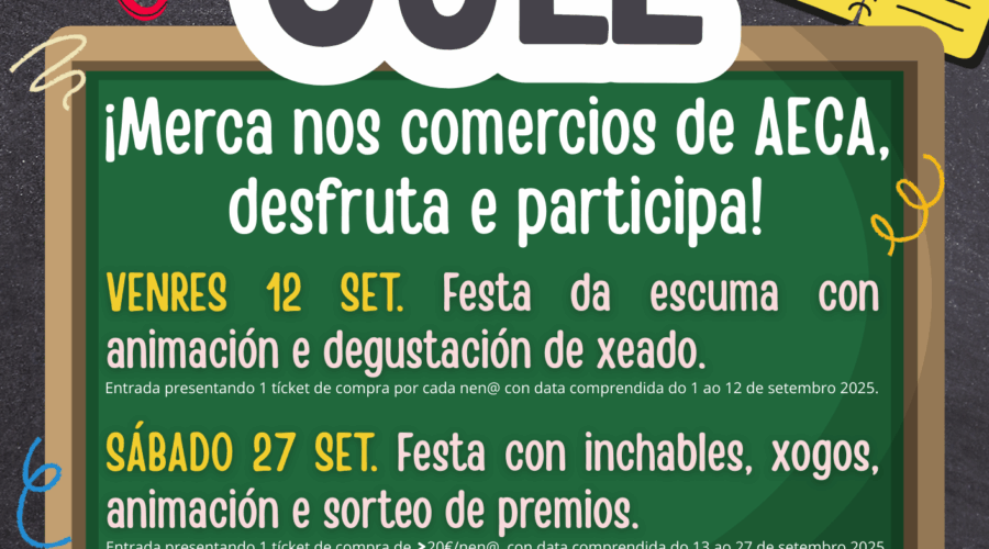 AECA IMPULSA A VOLTA AO COLE CON EVENTOS DE ANIMACIÓN INFANTIL E CUN SORTEO DE PREMIOS